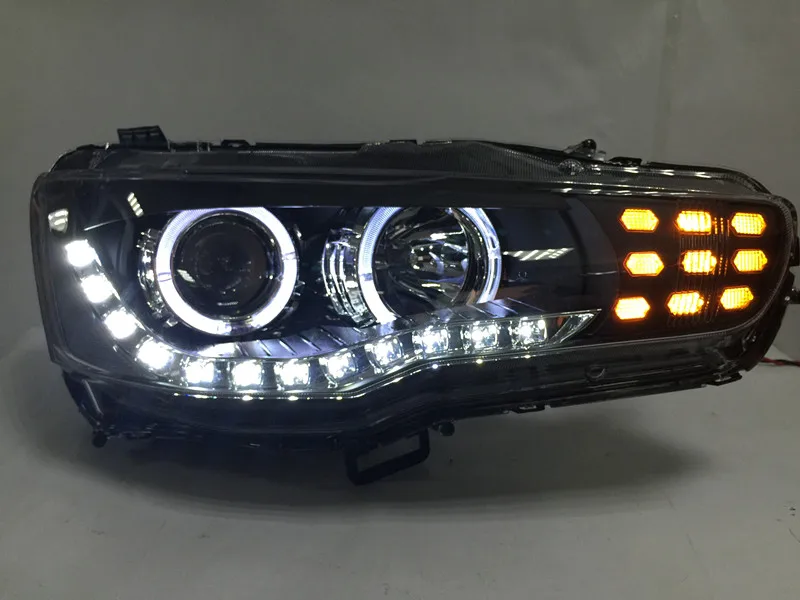 Fett фары для Lancer 2009 2014 EX светодиодный фонарь DRL Bi Xenon объектив дальнего ближнего
