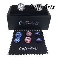 cufflinks for men crystal round scewed to change crystals 1 pair cufflinks with 4 pair crystals with gift box
