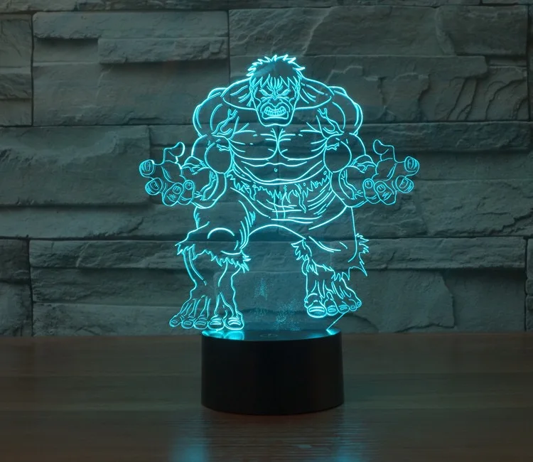 Мультяшный персонаж Халк 3D ночник USB энергосберегающая настольная лампа|Ночники|
