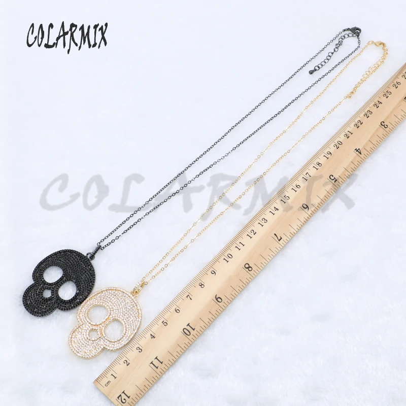 

High quality zircon Skull pendant necklace metal zircon pendant necklace wholesale mix color jewelry necklace 5042