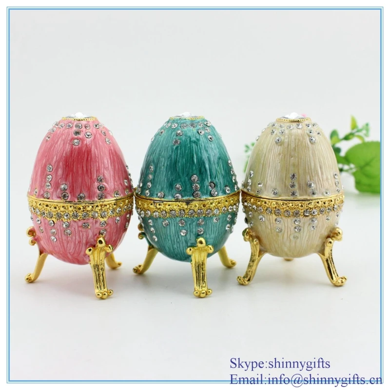 

Hot Sale Rhinestone Egg Shape Metal Jewelry Trinket Box SCJ008