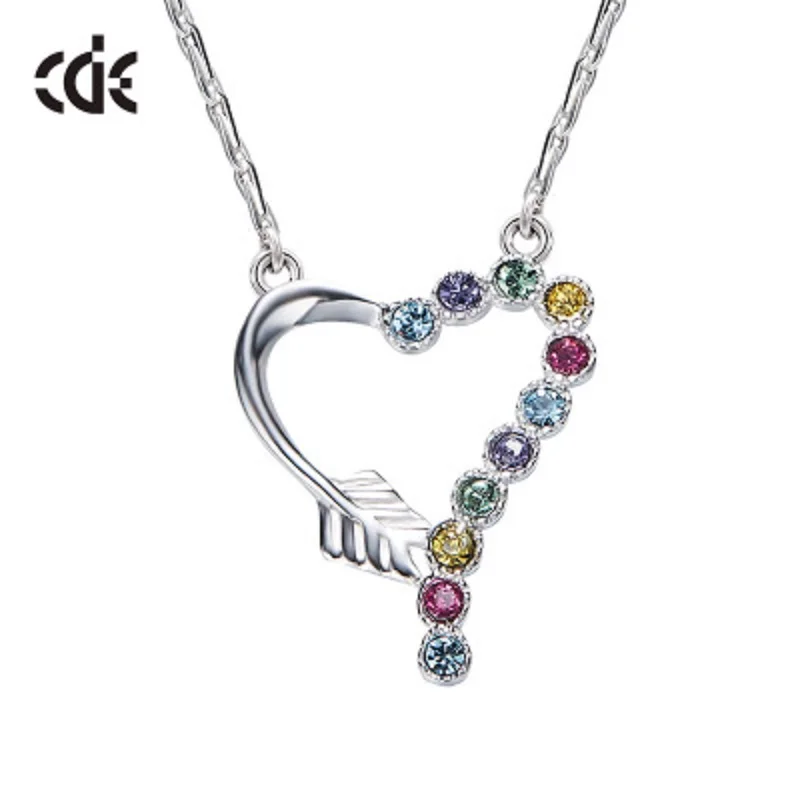 colorful 2 CDE 925 пробы Серебряное ожерелье украшено кристаллами Swarovski Круглая Подвеска Ожерелье для женщин геометрические ювелирные изделия - Цвет камня: colorful 2