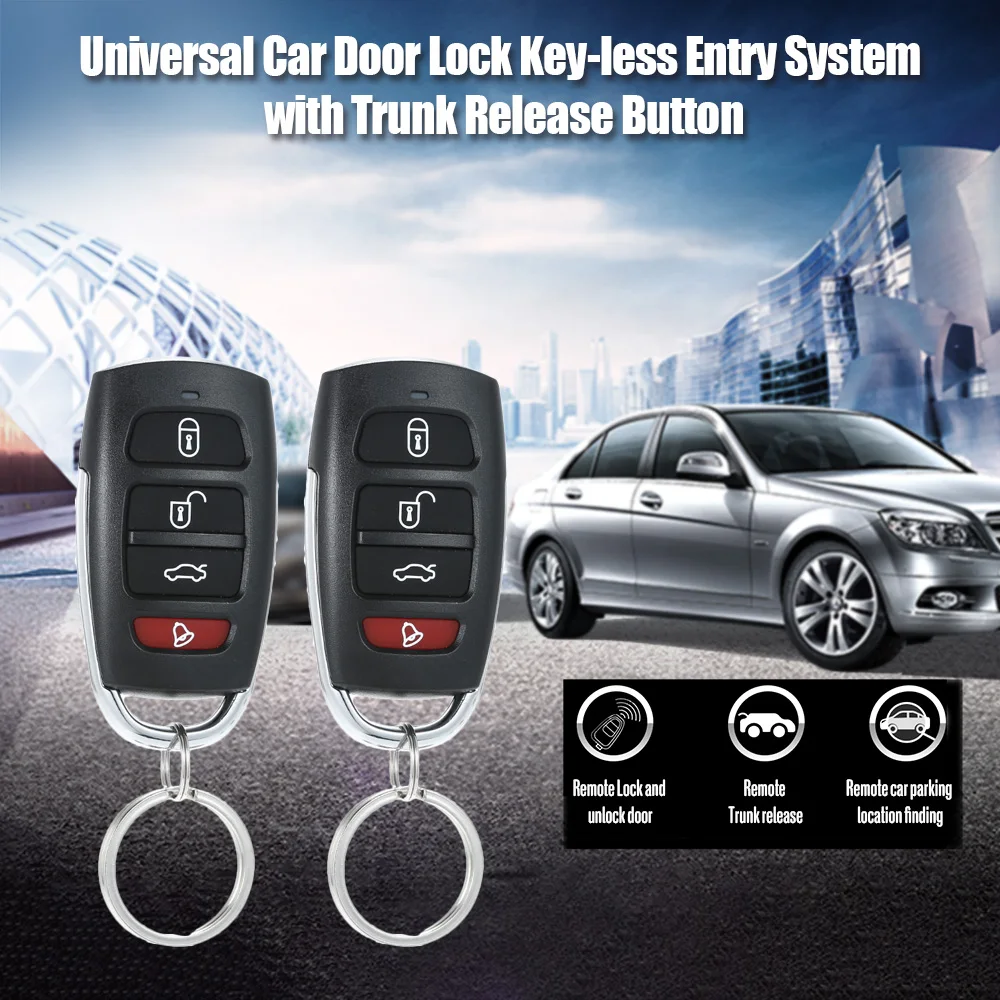 Universal Car Door Lock Trunk Release Keyless Entry System Central Locking Kit With Remote Control for volkswagen mazda jetta