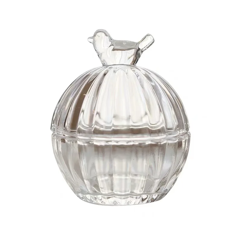 

European yellow crystal glass Exquisite relief storage jars sugar cans diamond candy box cotton swabs box cotton pad home