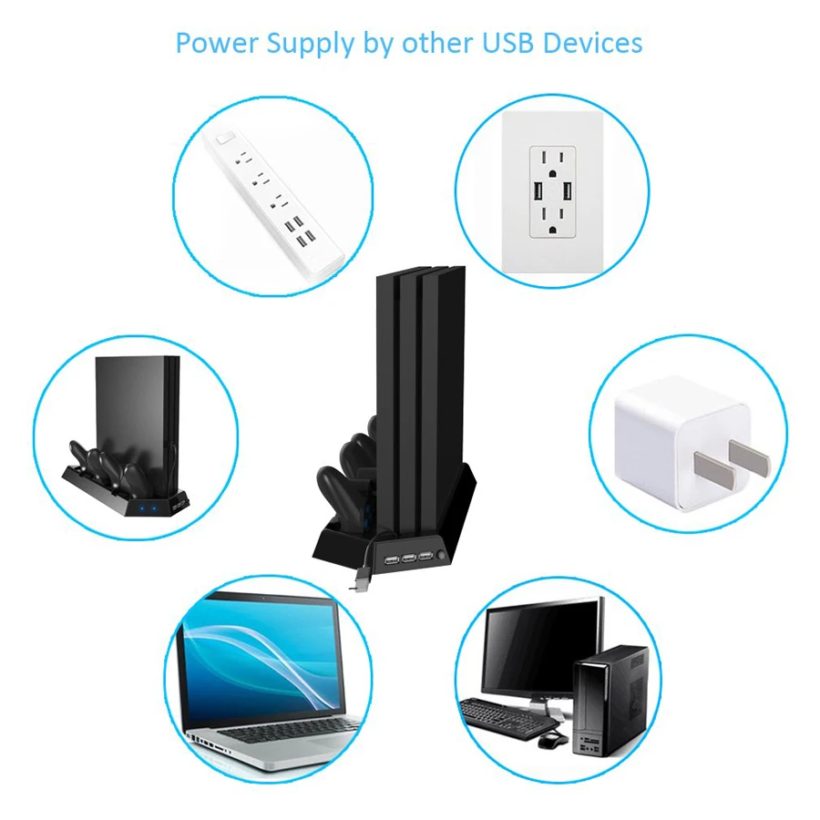 Вертикальный охлаждающий вентилятор PS4 Pro зарядное устройство для контроллера Sony