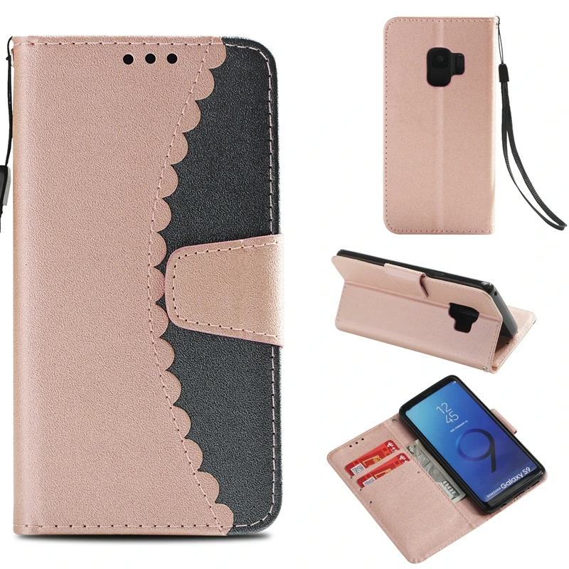 Двухцветный из искусственной кожи бумажник чехол для Iphone XR XS MAX Galaxy Note 9 S9 (J3 J5 J7 A5)