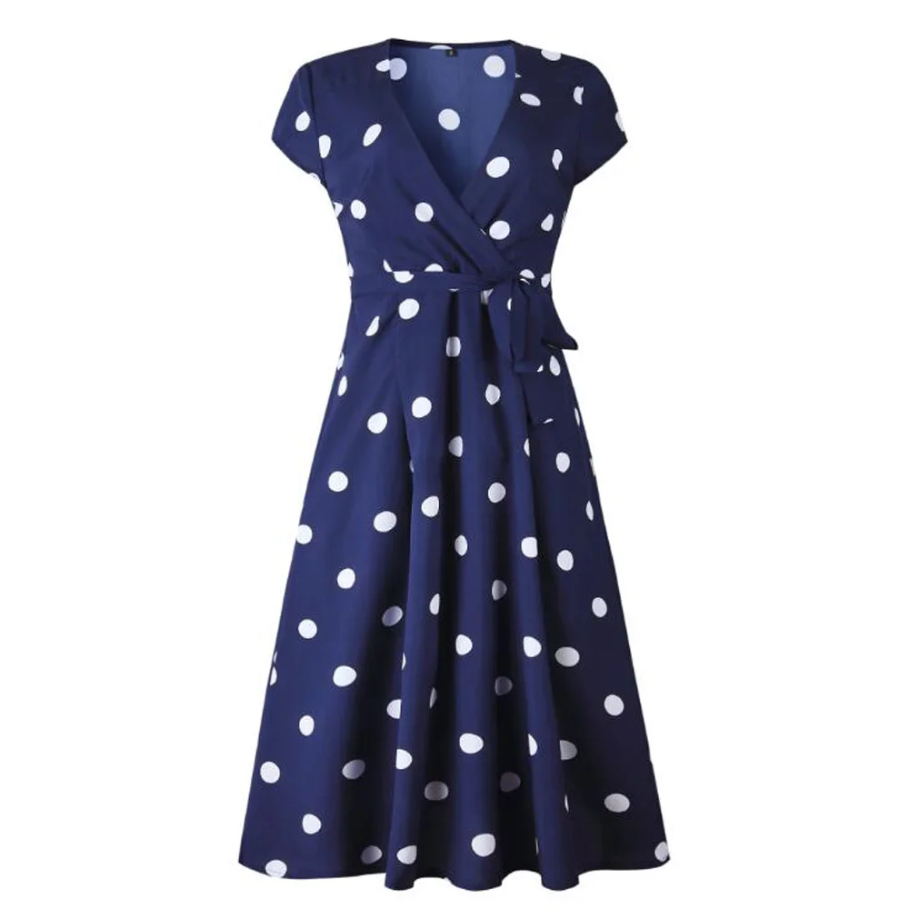 2019 Летний комбинезон в горошек платье с запахом сексуальный v образный вырез