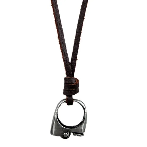 100% Genuine Leather Necklace Vintage Jewelry Pendant Men Necklaces For Women Statement With Metal Round Charm VLN057 | Украшения и