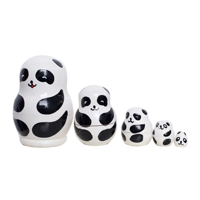 5 гнездящихся милых деревянных кукол Матрешка животное русская кукла