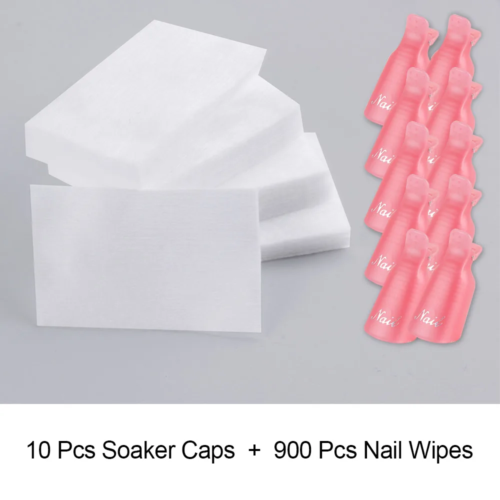 pink set 900 шт. очищающее средство для ногтей Гель-лак для снятия Обертывания s 10 шт. пластик дизайн ногтей замочить колпачок зажим средство для снятия УФ гель-лака обертывание инструмент для ногтей - Цвет: pink set