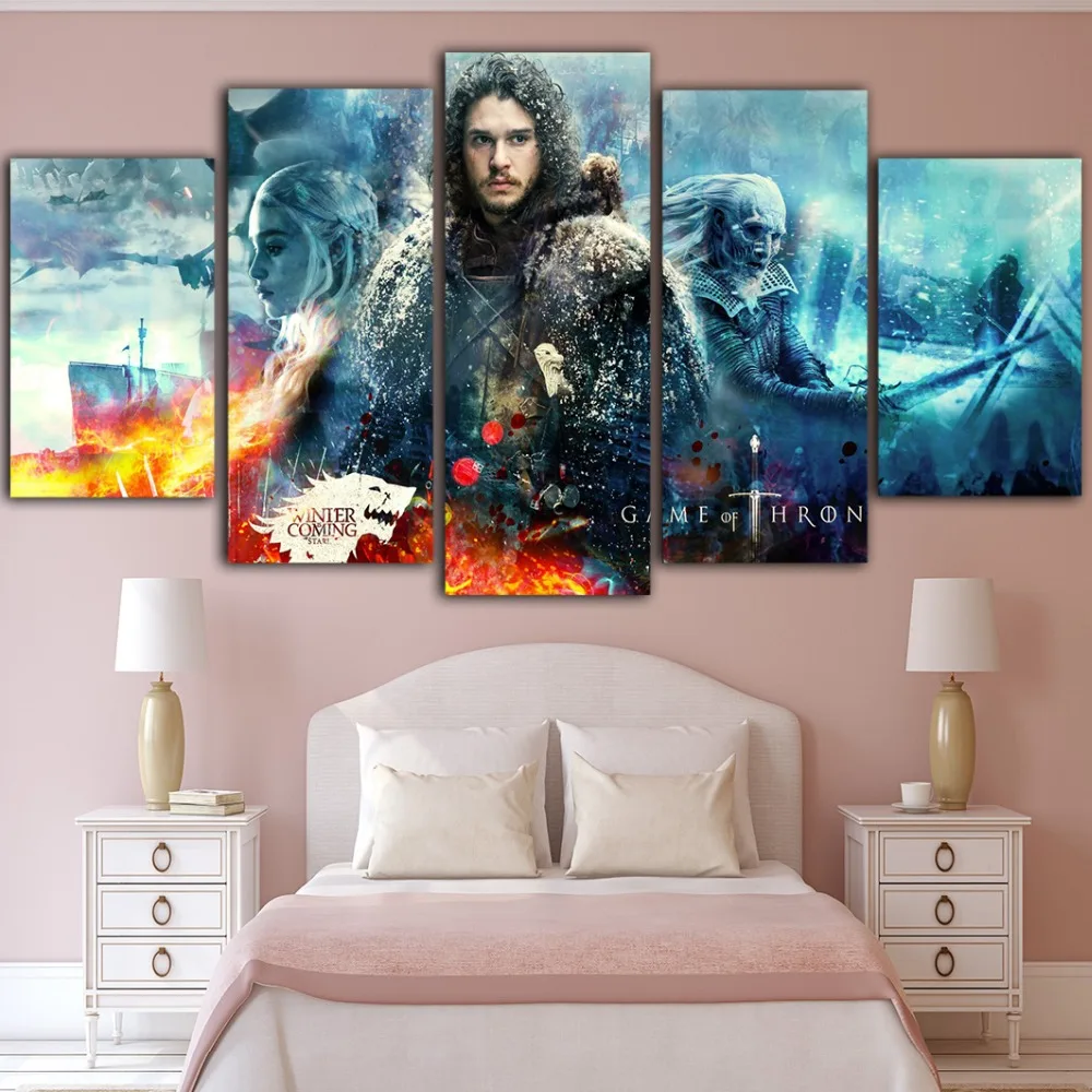 5 штук Игра престолов плакаты и принты Холст Картина куадро Decoraci N Dormitorio Tableau Toile