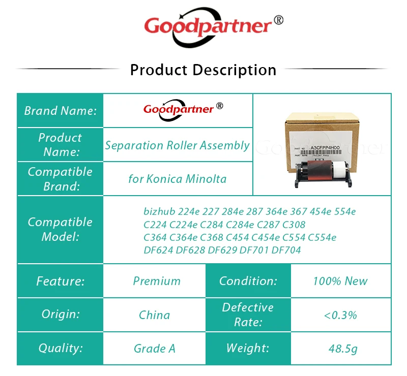 10X A3CFPP4H00 A3CF-PP4H-00 C224 ADF разделительный ролик для Konica Minolta bizhub C284 C287 C308 C364 C368 C454 C554 367 |