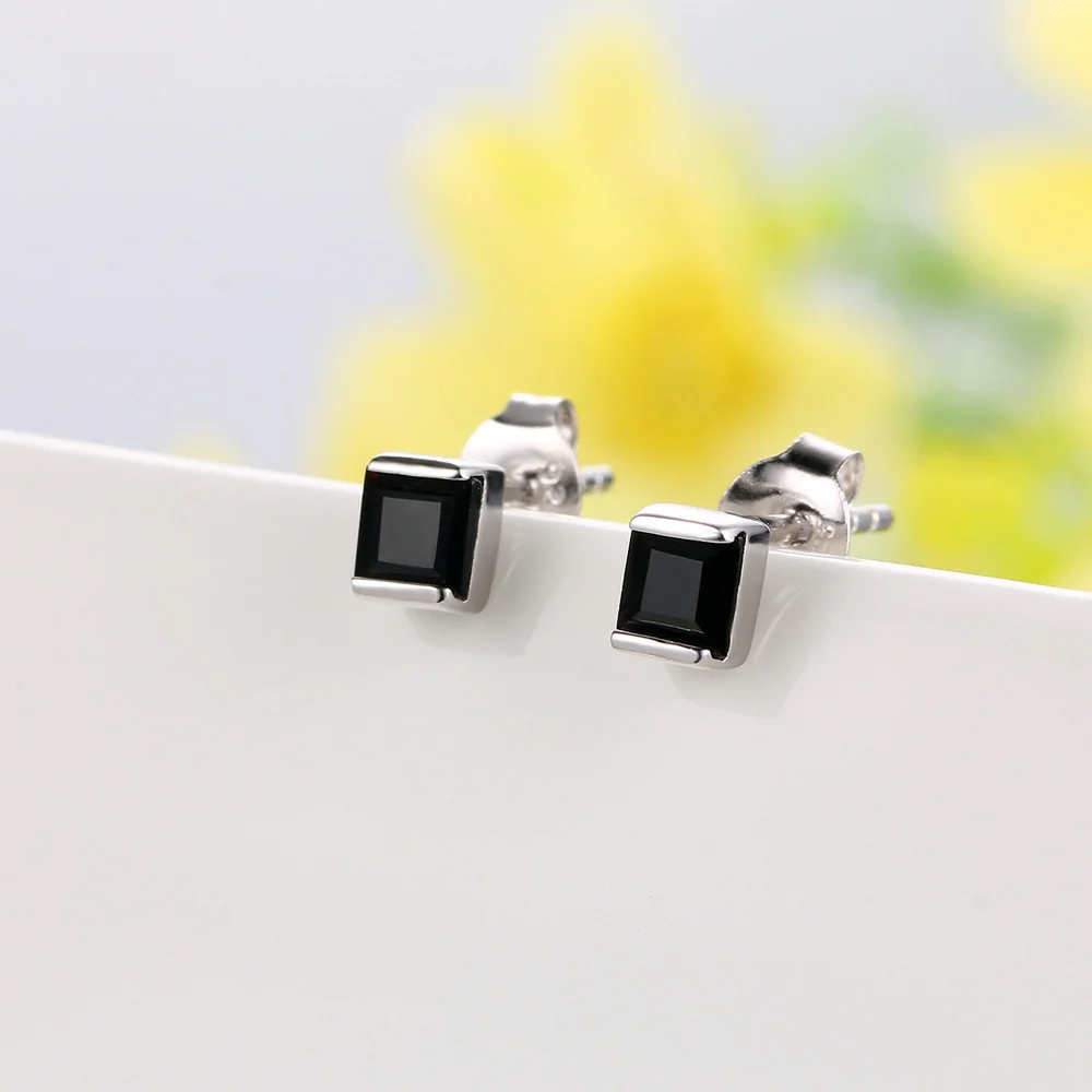 Женские серьги гвоздики из серебра 925 пробы с квадратным камнем|stud earrings|jewelry silver