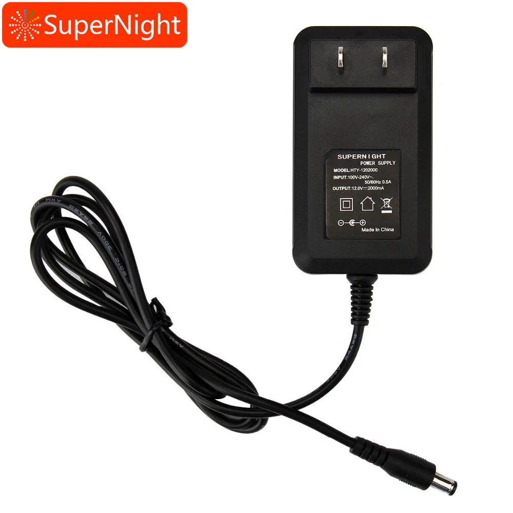 SuperNight 12 В 2A 24 Вт Питание адаптер для светодиодные ленты свет DC 5 5*2 1 мм AC зарядное
