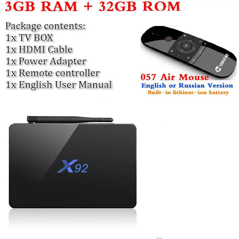 2G/3g 16 Гб/32 ГБ Смарт ТВ приставка X92 Amlogic S912 Android 7,1 ТВ приставка 4K медиаплеер OctaCore KD плеер 5G Wifi X92 приставка - Цвет: 3G32G 057