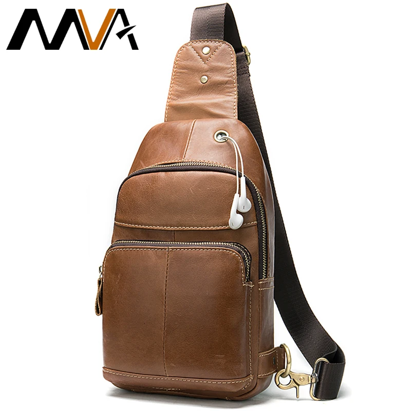 Сумка MVA мужская из натуральной кожи мессенджер на плечо модная нагрудная кросс