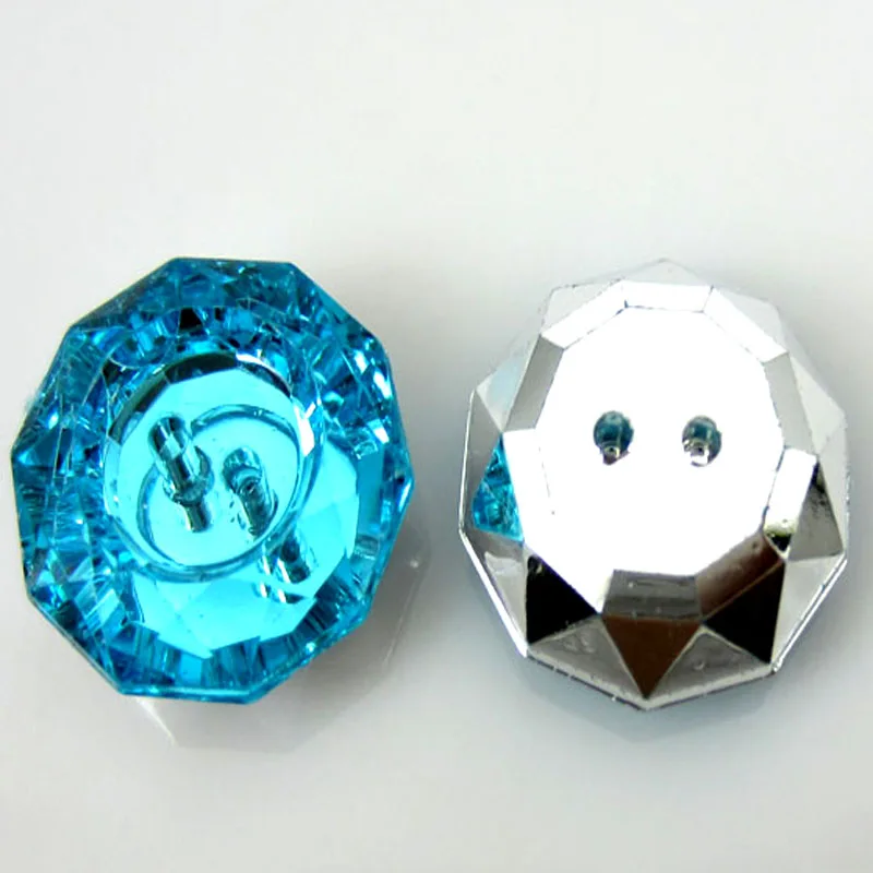 30 шт. синие акриловые граненые пуговицы плоская задняя сторона круглая пуговица