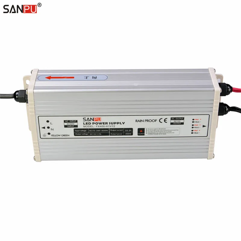 SANPU SMPS 400 Вт 12 В Светодиодный источник питания, переключатель постоянного напряжения, драйвер 220 В 110 В ac/dc светильник, трансформатор, непромокаемый для наружного использования IP63