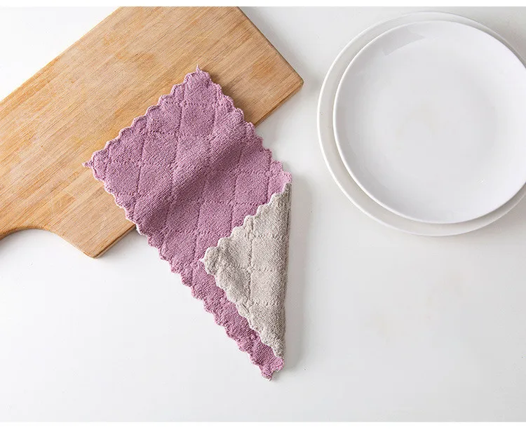 purple coffee Новинка, 1 шт., сверхвпитывающая микрофибра кухонная ткань для посуды с высоким уровнем эффективная посуда домашнее полотенце для уборки кухонные инструменты Гаджеты - Цвет: purple coffee
