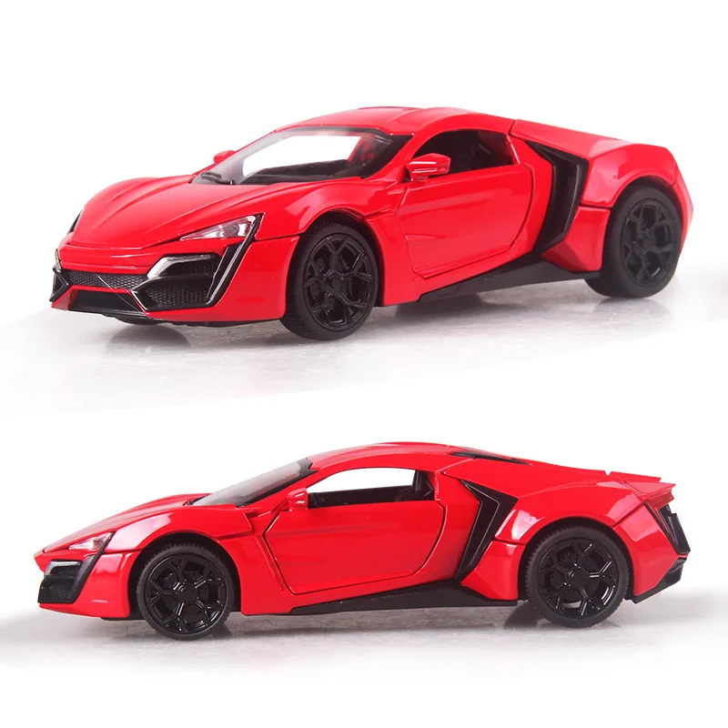 

15.5CM Alloy Cars Lykan Hypersport Pull Back Diecast Model Toy with sound light Collection Gift toy For Boy Kid Dropshipping
