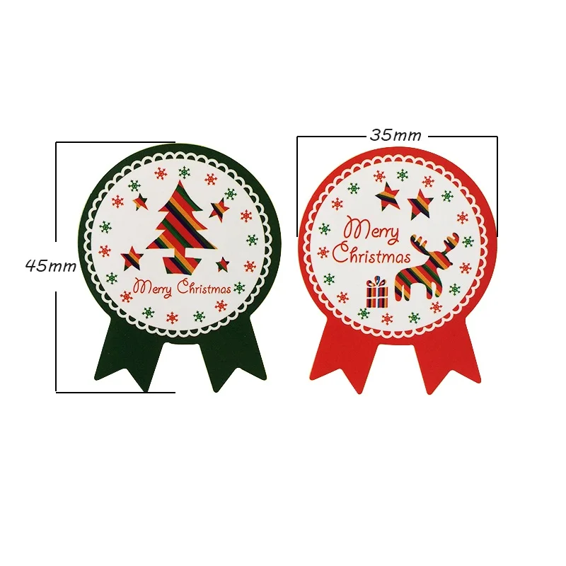 

80pcs/lot Red Green Merry Christmas Tree And Deer Sealing Stickers Decoration Label Stickers DIY For Gift Cake Baking Sticker