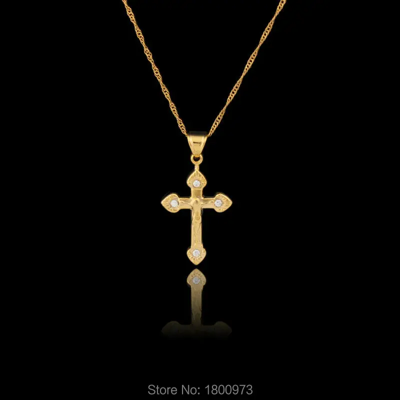 Ожерелье с кулоном в виде Креста Иисуса для женщин и мужчин колье золотого цвета