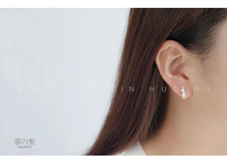 Женские серьги кошечки из стерлингового серебра 925 пробы ювелирные изделия с