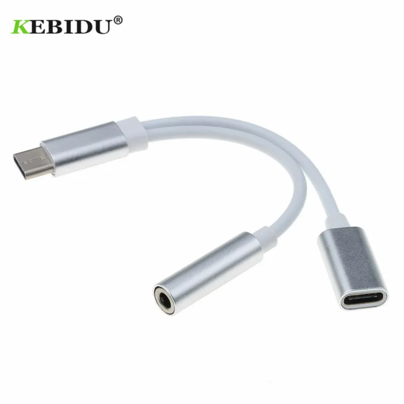 Kebidumei мини usb type-C аудио адаптер для зарядки 3,5 мм разъем для наушников type C Мужской и женский с зарядным преобразователем для Xiaomi