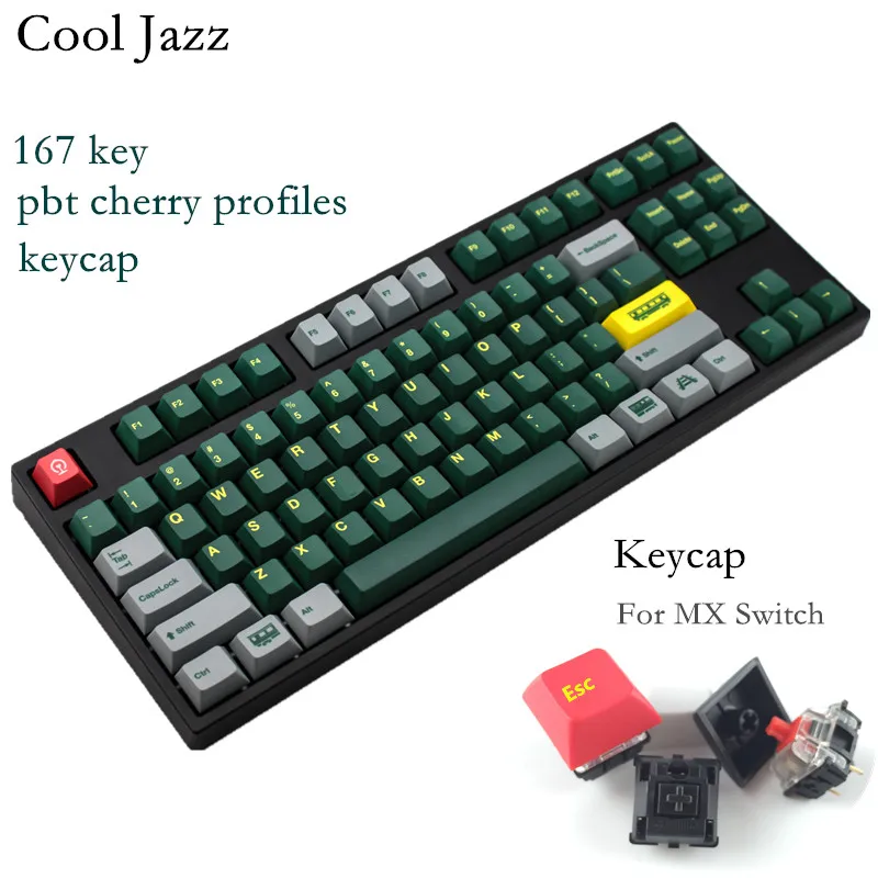 Крутая клавиатура Jazz 167 клавиш с зеленым поездом клавиши pbt для MX игровая