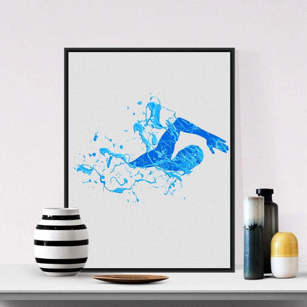 Купальный холст печать настенные художественные фотографии синий брызг картина