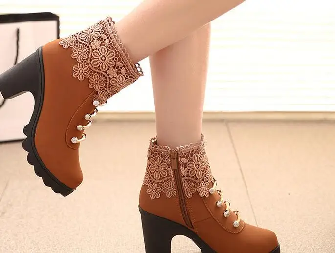 Новые женские ботинки модные ботильоны из PU искусственной кожи с круглым носком