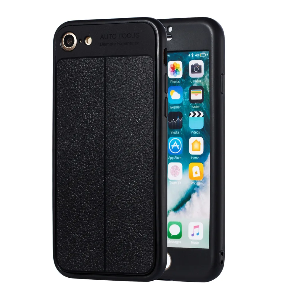 Full Body Phone Cover Front + Rear Coverage for IPhone 7 8 Luxurious 360 Protective Leather Case Plus |