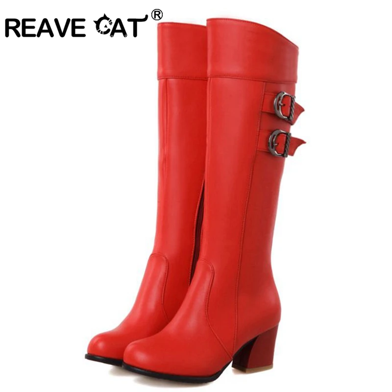 Женские сапоги до колена REAVE CAT Новые осенне зимние больших размеров 30 52