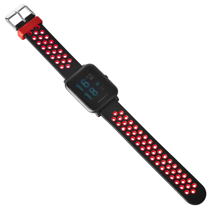 Ремешок силиконовый 2 в 1 для Xiaomi Amazfit Bip мягкий спортивный фитнес браслет с