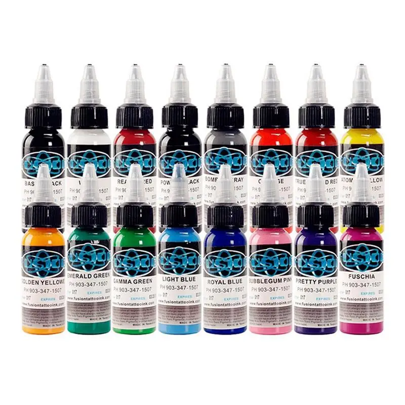 NEW-TAttoo Ink 16 Colors Set 1 Oz 30Ml/Bottle Pigment Kit 3D Makeup Beauty Ink