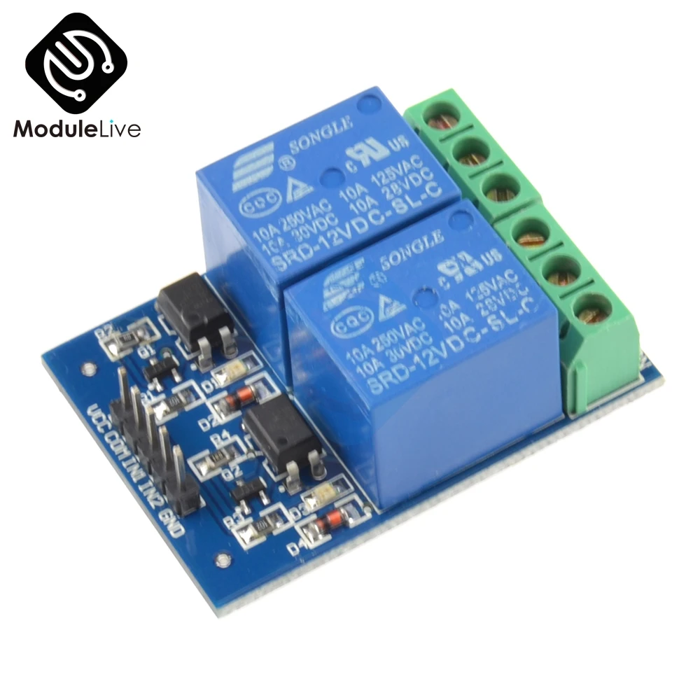 Двухканальный релейный модуль 12 в 10 А с оптроном для PIC AVR DSP ARM Arduino|Реле| |
