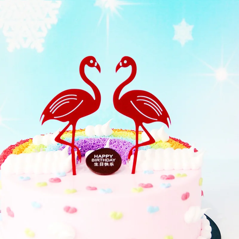 Распродажа 2 шт./компл. акриловые украшения для торта в виде фламинго флаг с