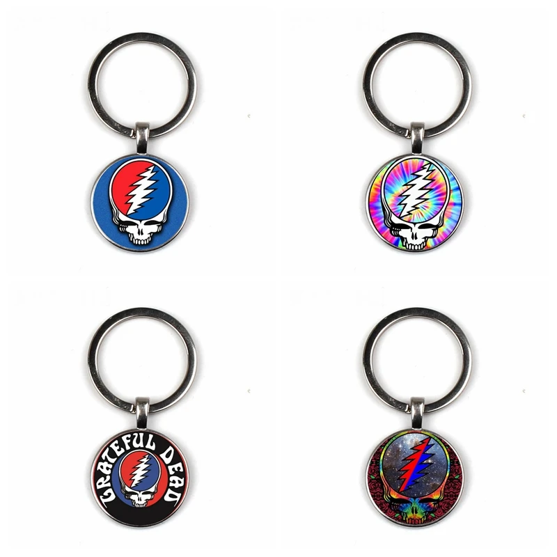 

Grateful Dead Band Keychain Glass Time Gem Keychain Key Jewelry DIY Custom Photo Personality Gift personalized Keychains