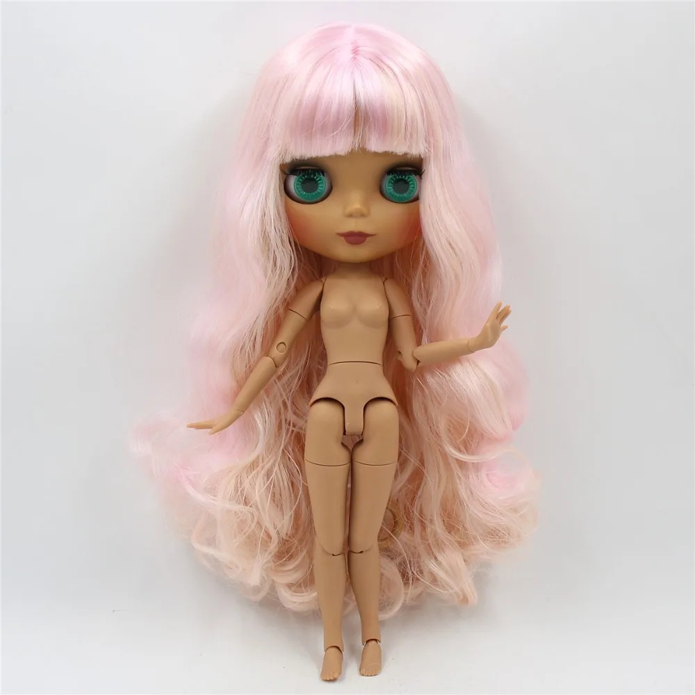 Ледяной DBS Blyth кукла 1/6 bjd совместное тело темная кожа матовое лицо розовые и