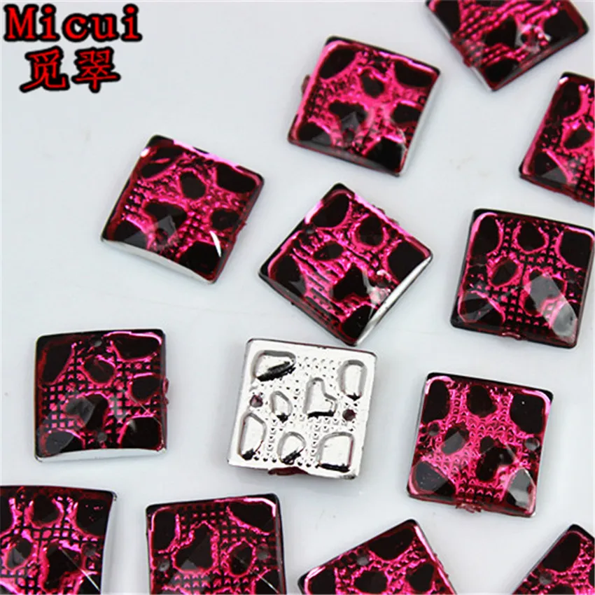 Micui 50pcs 12mm Square Acrylic Crystal Rhinestones stone Sewing Flat back Clothing Craft DIY Decoration Sew On 2 hole ZZ641 | Дом и сад