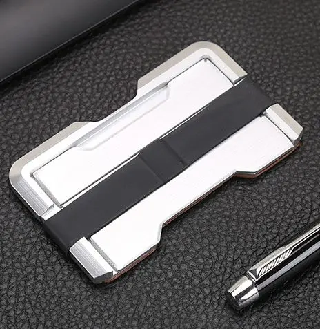 silver Новейший алюминиевый держатель для ID кредитных карт, мини RFID блокирующий Тонкий деловой кошелек для мужчин и женщин, держатель для карт, мужские кошельки - Цвет: silver