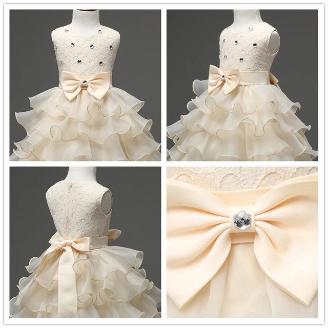 2017 новое многослойное платье для маленьких девочек принцессы с бисером милое