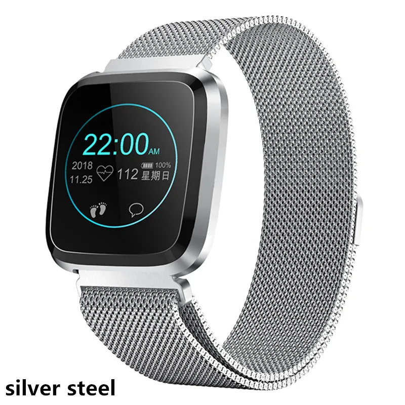 silver steel Умные часы AMYNIKEER L18 VS FLY1 монитор сердечного ритма кровяное давление сна 1,3 дюйма цветной экран IP68 Водонепроницаемый умный Браслет - Цвет: silver steel