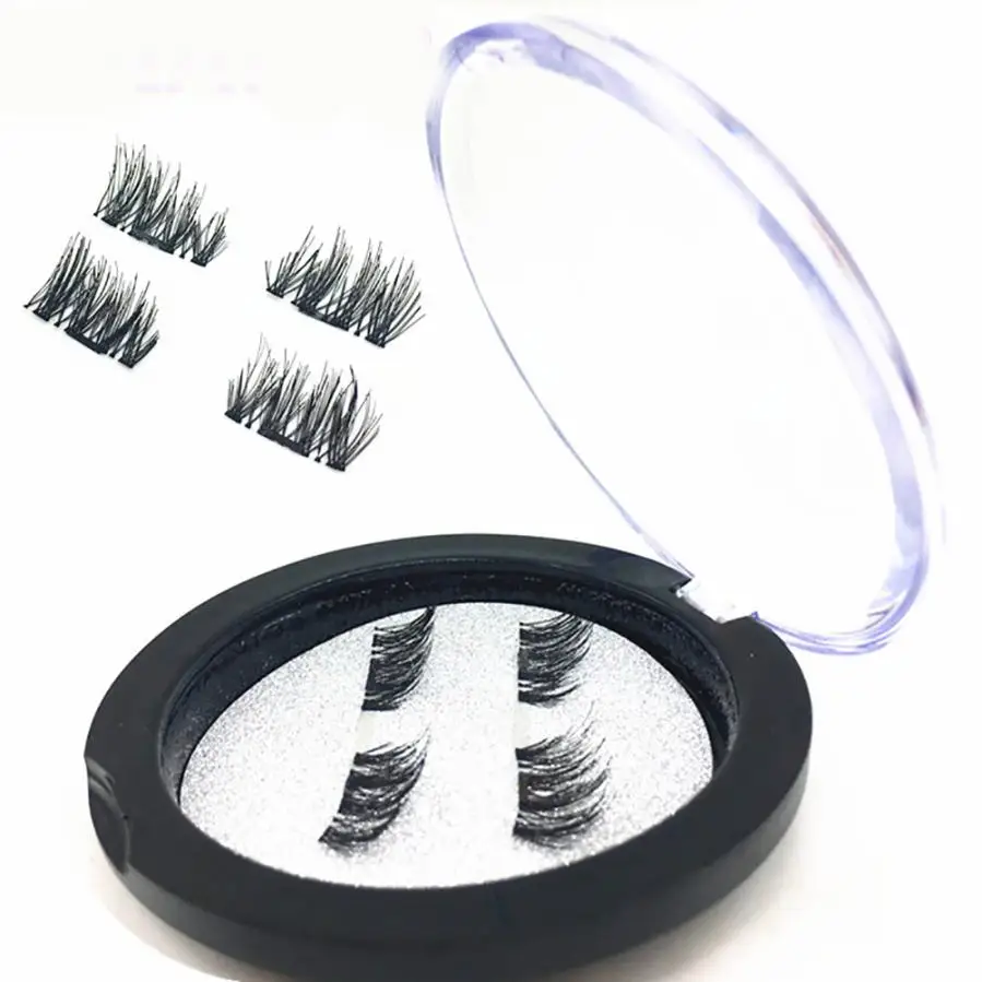 1 Pair 4Pcs Double Magnetic Eye Lashes Makeup False Long think 3D magnetic false eyelashes Extension Tools Lahse C530 | Красота и