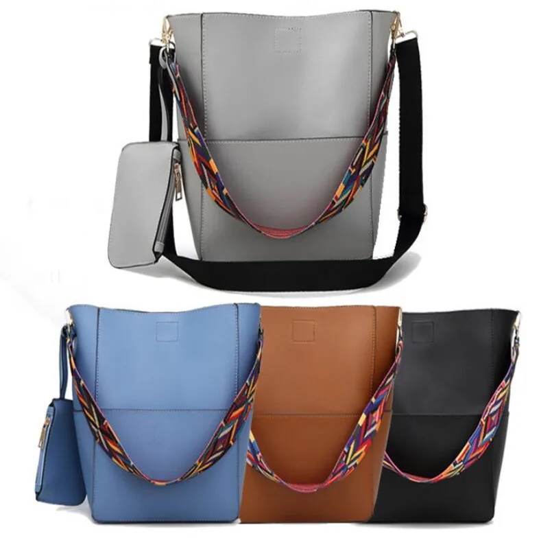 

2sets Bucket Luxury Handbags Women Bags Designer Brand Famous Shoulder Bag Female Vintage Satchel Bag Pu Leather Gray Crossbody