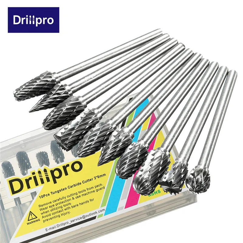Drillpro шлифовальные инструменты с ЧПУ 10 шт. аксессуары вольфрамовый карбид резак