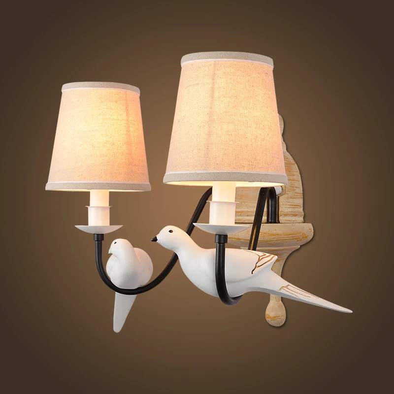 

Nordic Modern Resin Fabric Wall Sconce Bird Shape Metal Painting Wall Lamp for Home Lighting Aisle Corridor Light