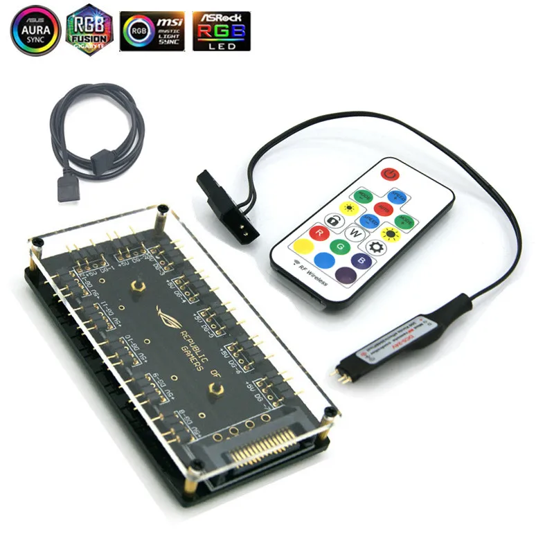 ASUS AURA 5V 3 Pin RGB концентратор интерфейс синхронизация сплиттер 3Pin коннектор материнская плата вентилятор волшебный синхронный источник питания