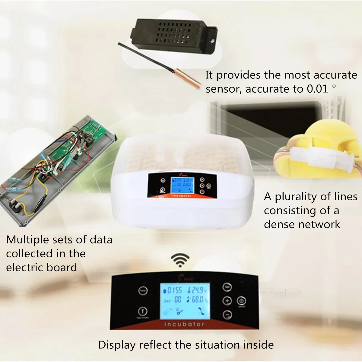 

Digital 56 Egg Incubator Chicken Hatcher Temperature Control Automatic Turning 110v