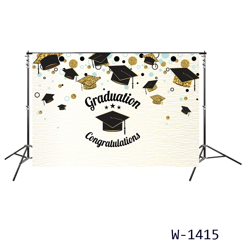 

Graduation Party Backdrop Congrats Grad Sign Banner 2019 Class Golden Cap Graduate Prom Night Photography Celebration Background